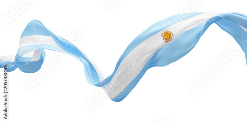 Obraz na plátně Argentina flag flowing isolated on transparent background with copy space 3D ren