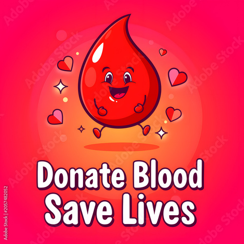 Cute Blood Drop Donation Illustration For Charity Healthcare And Community Awareness Campaign