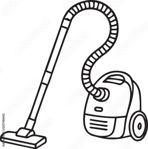 Vacuum Cleaner Silhouette Vector, Home Cleaning Appliance Icon Isolated Black Shape 