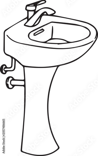Sink Silhouette Vector, Kitchen and Bathroom Wash Basin Icon Isolated Black Shape 