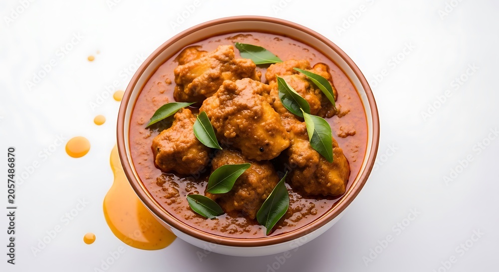Fototapeta premium Delicious Chicken Curry with Coconut Milk and Herbs in Bowl
