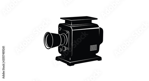 Photography Vintage Film Camera Silhouette Against White Background
