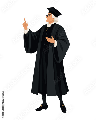 Scholar teacher pointing imparting knowledge and wisdom