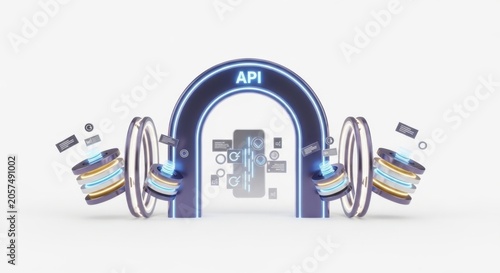 3d illustration of an api gateway concept isolated on white background
