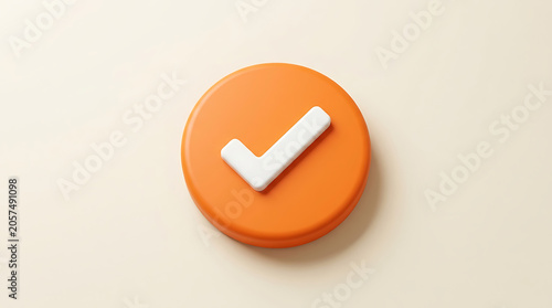Minimal 3D tangerine badge isolated on a clean white background