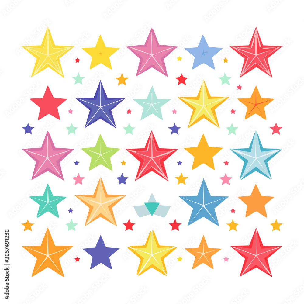 Fototapeta premium Colorful star shapes on transparent background