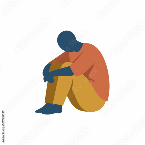 Foto Isolated Figure in Despair - A Visual Representation of Sadness.