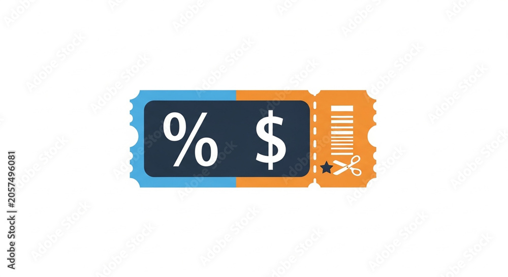 Fototapeta premium Vector Illustration of Discount Coupon with Percentage and Dollar Symbols