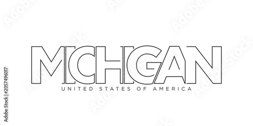 Michigan, USA typography slogan design. America logo with graphic city lettering for print and web.