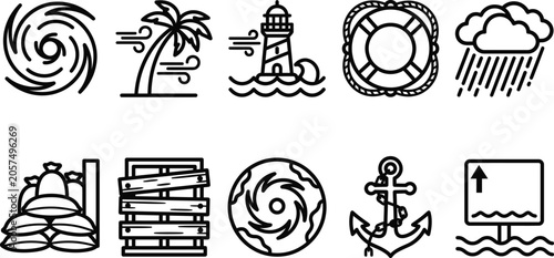 Set of weather and maritime icons collection