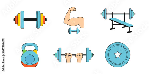 Tableau sur toile Various fitness equipment illustrations