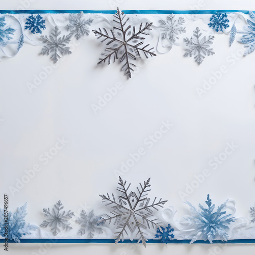 New Year's background with room for text. Silver blue snowflakes are located on a light background.