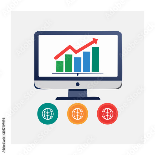 Flat design bar chart with upward trend
