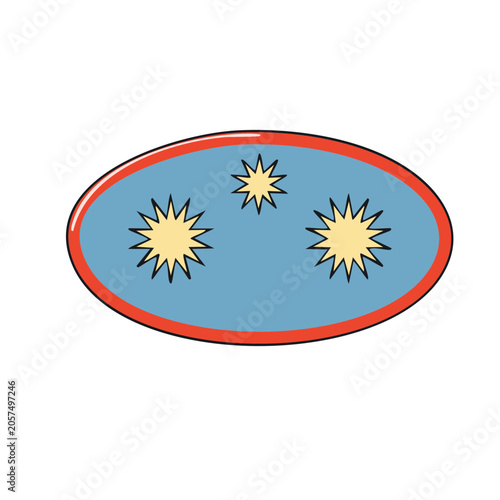 Flat design sun with rays and border