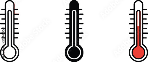 Obraz na plátně Three thermometers showing different temperature levels from cold to hot Vector