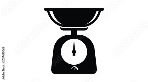 Foto Kitchen scale silhouette on a white background flat vector graphic