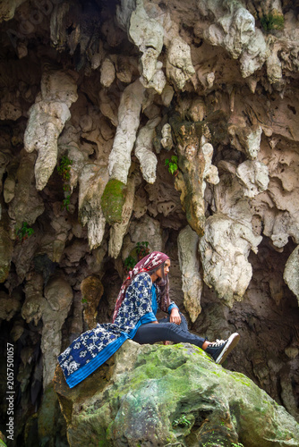 Traditional Fashion Portrait in Limestone Cave