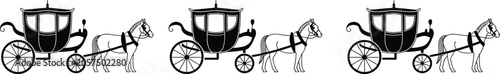 Photos Horse drawn carriage silhouettes vector featuring traditional transport and vintage wagon designs