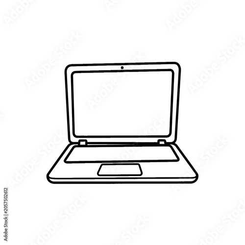 Laptop computer with open screen.