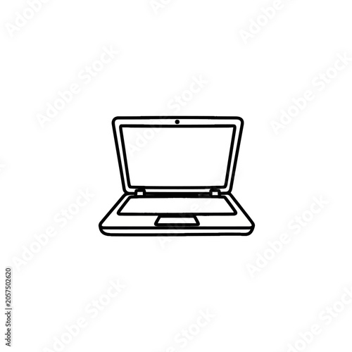 Laptop computer with open screen.