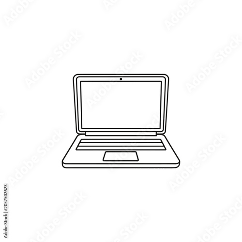 Laptop computer with open screen.