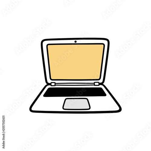 Laptop computer with open screen.