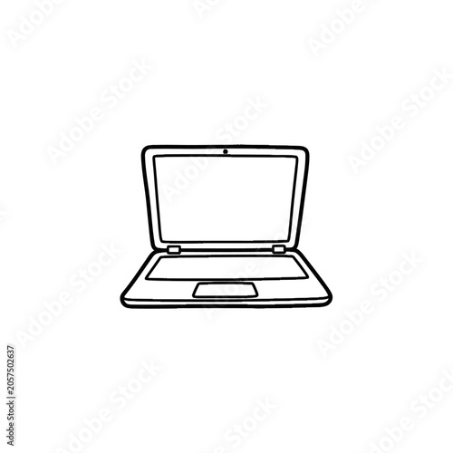 Laptop computer with open screen.