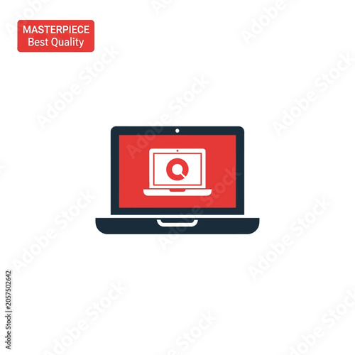 Laptop Computer with Red Screen Display.