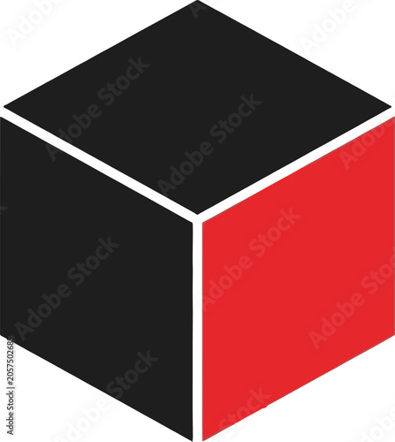 Isometric Cube with Contrasting Colors - A Modern Geometric Design.