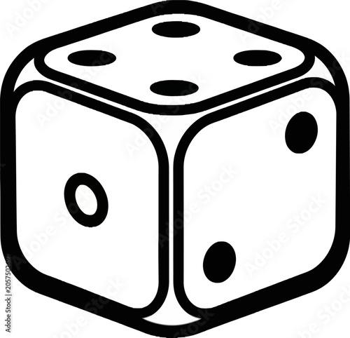 Isometric Dice Illustration Showing Numbers One, Two, and Four.