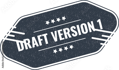 Obraz na plátne Professional document management stamp labeled draft version 1 for business file