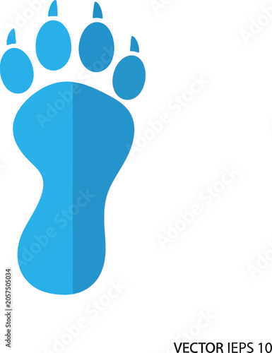 Large blue bear paw print mark.