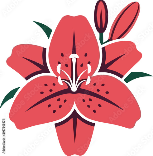 Large Pink Lily Flower Closeup View.