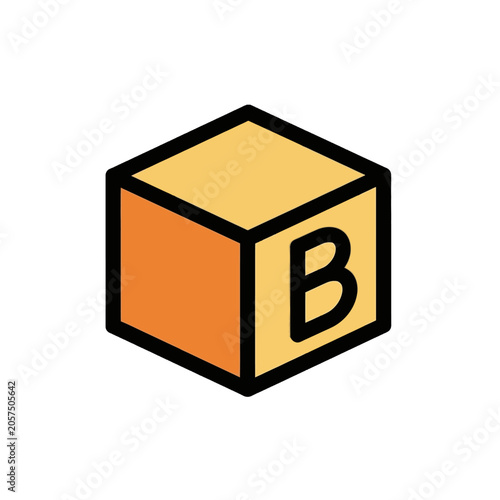 Letter B on toy block.