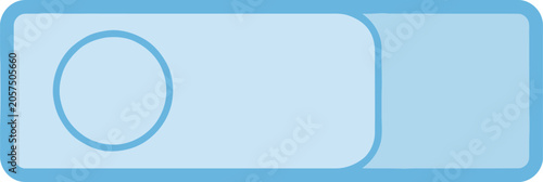 Light Blue Toggle Switch with Circular Slider in Left Position.