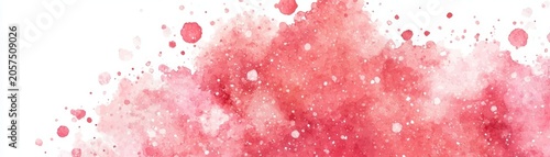 Pink watercolor splashes burst across white background