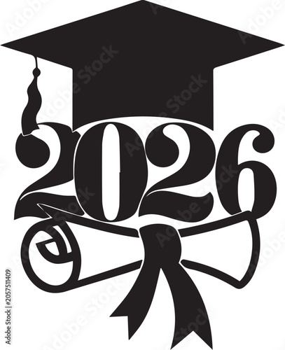 Graduation Logo Vector, Academic Achievement Cap and Diploma Emblem Design