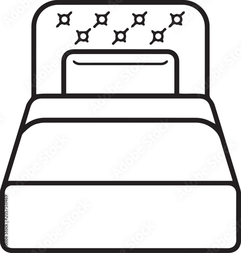 Bed Silhouette Vector, Bedroom Furniture Sleep Icon Isolated Black Shape 