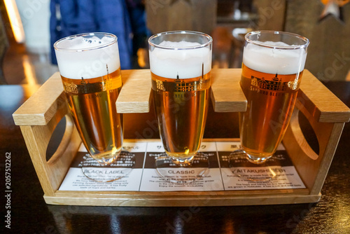 Beer tasting flight at Sapporo Beer Museum