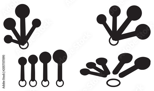 Schilderij op canvas Measuring Spoons Vector Icon Set for Kitchen and Cooking