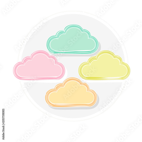 Four colorful abstract geometric loops on transparent background