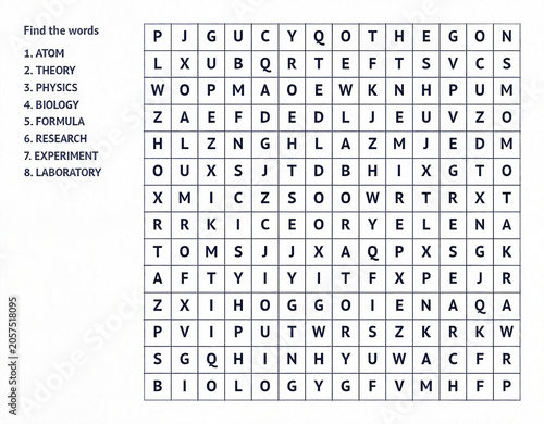 Word search puzzle with science-related terms for students in a classroom setting
