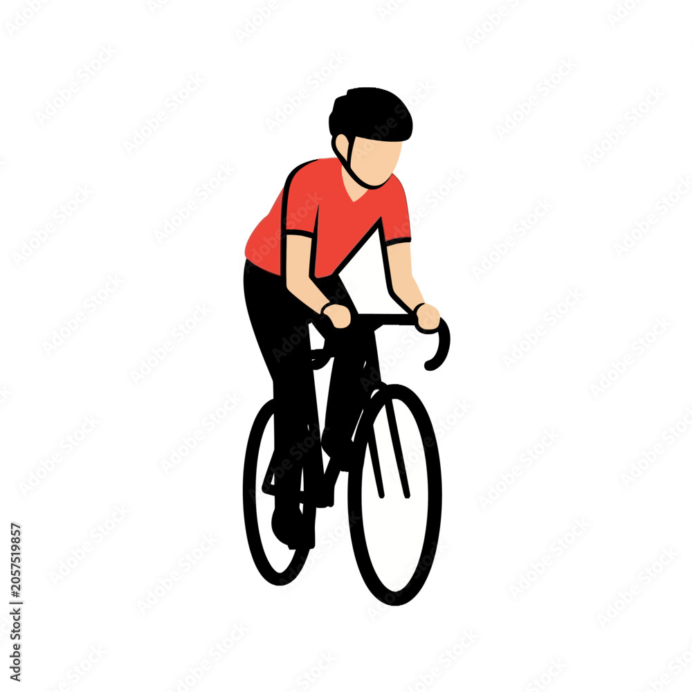 Fototapeta premium Man Riding a Bicycle Quickly Outdoors.
