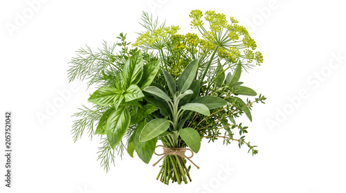 Fotografie Herbs featuring fresh culinary leaves and aromatic garden varieties as PNG isola