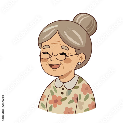 Elderly woman cartoon avatar icon