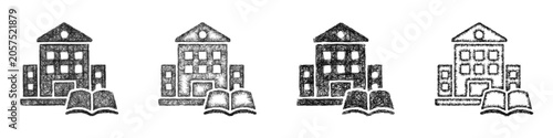 Foto Sketch monochrome publisher icon design set