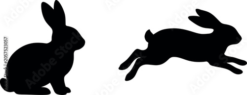 Φωτογραφία Rabbit animal silhouette black and white hare vector illustration for graphic de