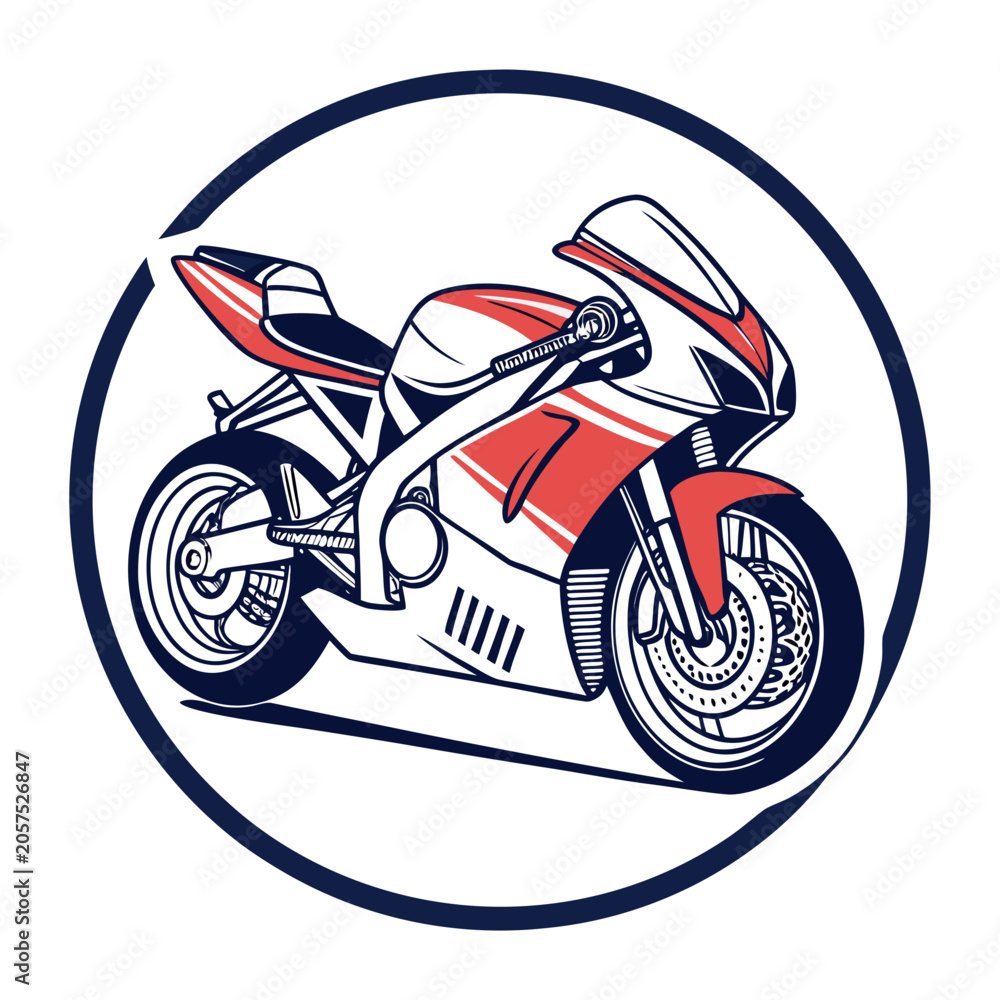 Obraz premium Sport Motorcycle on Circle Logo Template Design Vector isolated on white background.