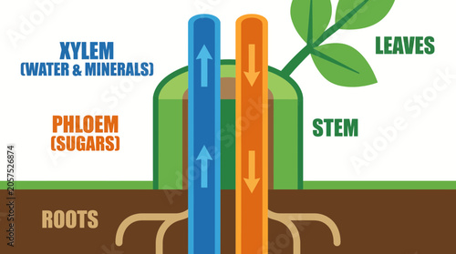 Tableau sur toile Vascular Plant Xylem Phloem Transport System