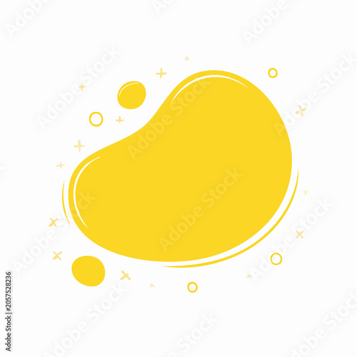 Abstract Yellow Blob Shape with Small Circles and Crosses